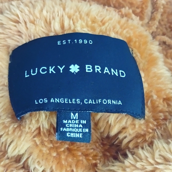 Lucky Brand Womens Hooded Fleece Sherpa Pullover Stripes Sweatshirt Size Medium - Picture 4 of 5